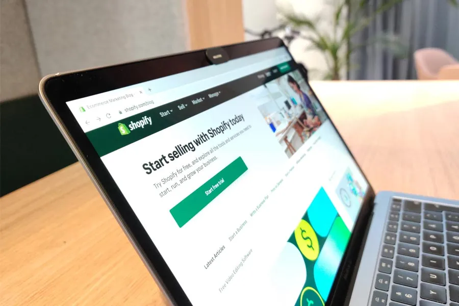 Shopify screenshot on a laptop