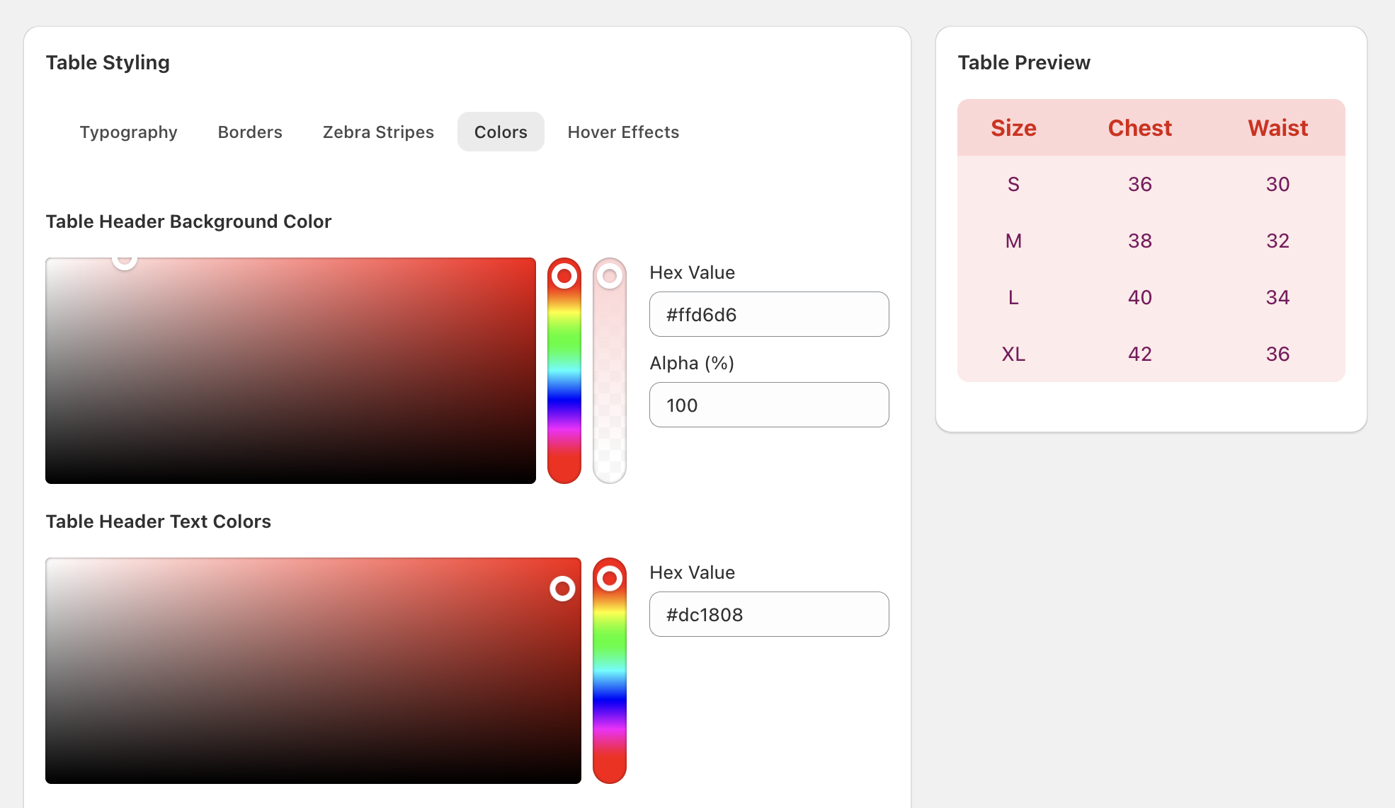 Colors Settings