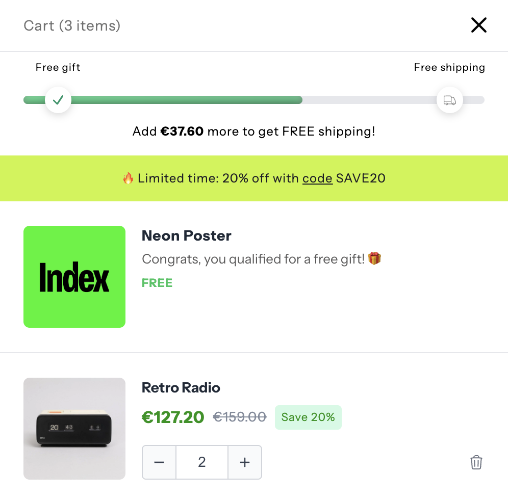 Reward bar with discount calculation