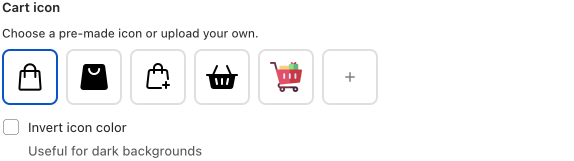 Floating cart button cart icon and close icon settings